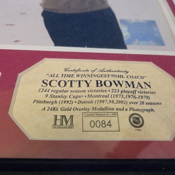 Scottie Bowman Framed Commemorative Photo and Stanley Cup Coin COA - Picture 2 of 8